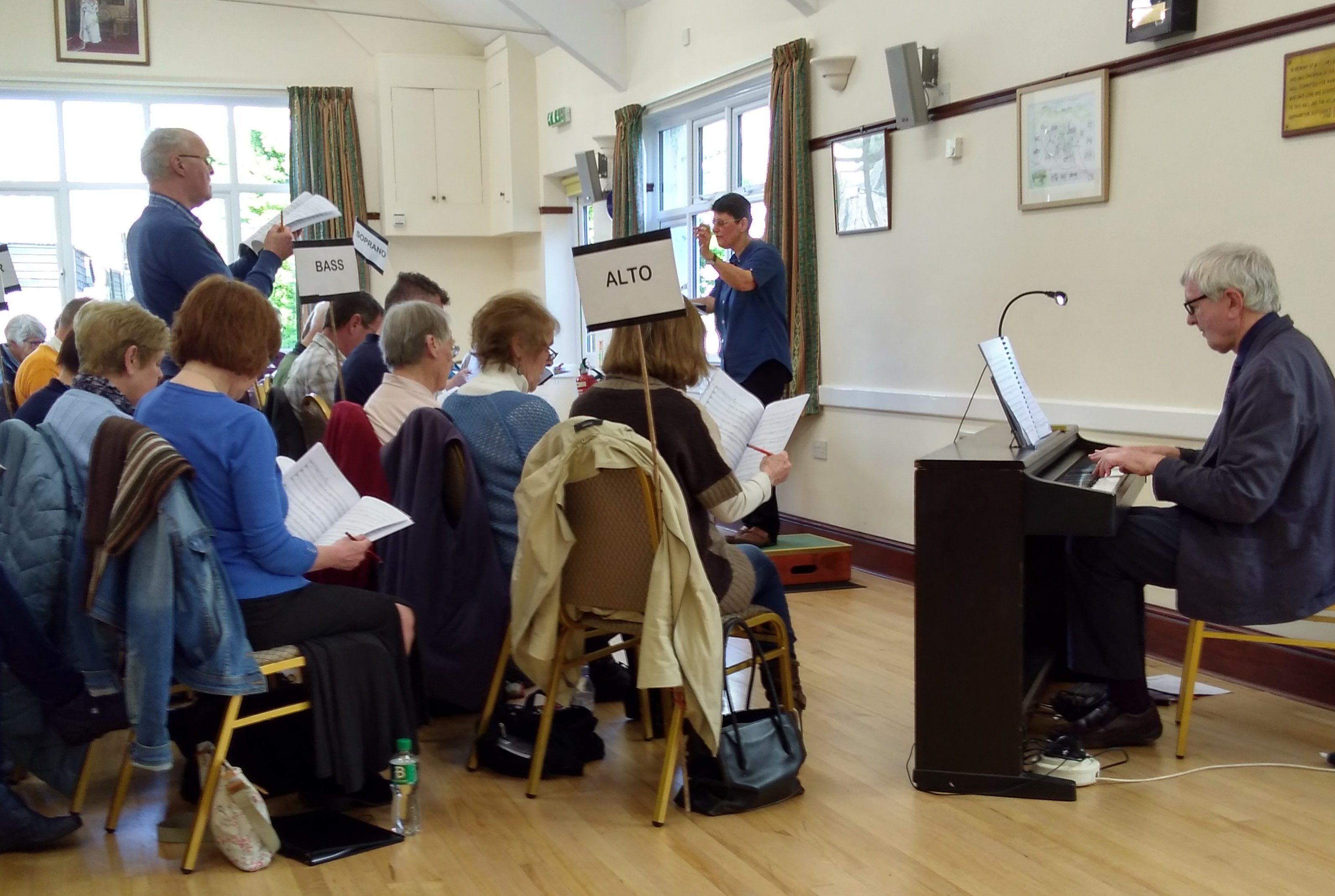 Rehearsing 'Knock on the Door' at the April 2018 Workshop.